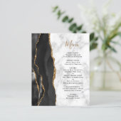Budget Black Gold Agate Marble Wedding Menu (Staand voorkant)