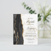 Budget Black Gold Agate Marmer QR Code Huwelijk (Staand voorkant)