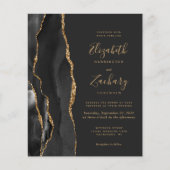 Budget Black Gold Agate Photo Dark Wedding Invite (Voorkant)