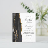 Budget Black Gold Agate Photo Wedding Invite (Staand voorkant)