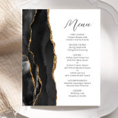 Budget Black Gold Agate Script Wedding Menu