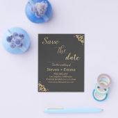 Budget Black Gold Agate Wedding Save the Date Flyer (Enkel)
