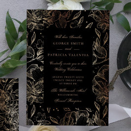 Budget Black Gold Foil Flowers Hand Drawn Elegant Flyer