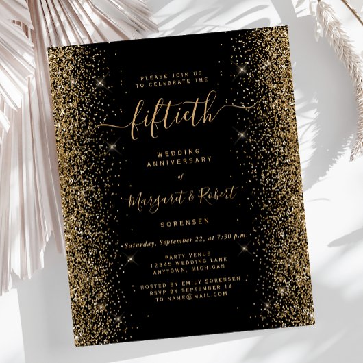 Budget Black Gold Glitter 50th Jubileum Party