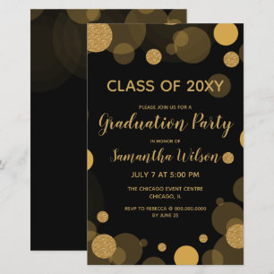 Budget Black Gold Graduparty-uitnodiging