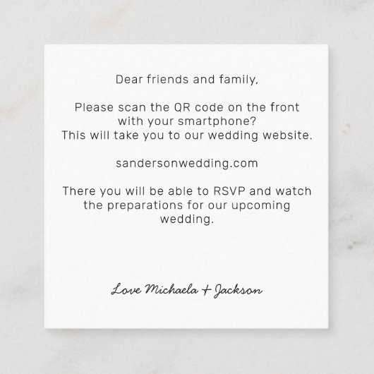 Budget Black Gold QR Code Weddenschap Vierkante Visitekaartje (Achterkant)