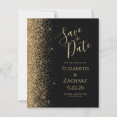 Budget Black Gold Save the Date Kaart (Voorkant)