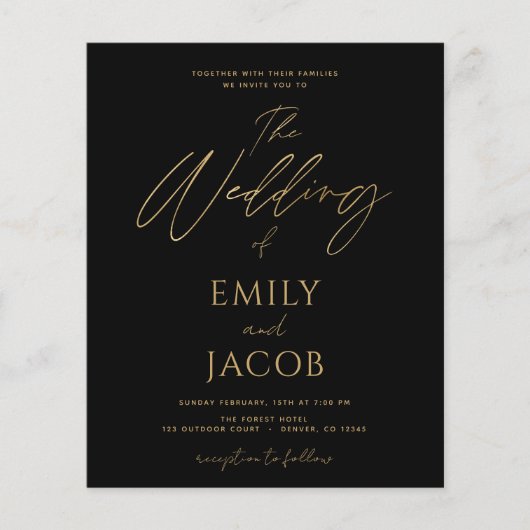 Budget Black Gold Wedding Modern Typografie Flyer (Voorkant)
