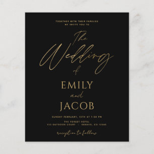 Budget Black Gold Wedding Modern Typografie Flyer