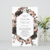 Budget Black &NaturalFloral Boho Wedding Programme (Debout devant)