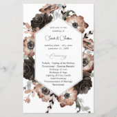 Budget Black &NaturalFloral Boho Wedding Programme (Devant)