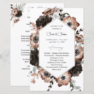 Budget Black &NaturalFloral Boho Wedding Programme