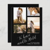 Budget Black Photo Collage Wedding Invitation (Voorkant / Achterkant)