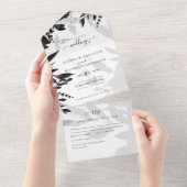 BUDGET Black Roses Elegante Witte Trouw Uitnodigin All In One Uitnodiging (Afscheurbaar)