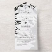 BUDGET Black Roses Elegante Witte Trouw Uitnodigin All In One Uitnodiging (Binnen)