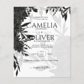 BUDGET Black Rozen Elegant White Wedding Invite (Voorkant)