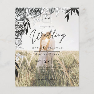 Budget Black Rozen PHOTO OVERLAY Wedding Invite Flyer