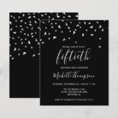 Budget Black Silver 50th Birthday Party Invitation (Voorkant / Achterkant)