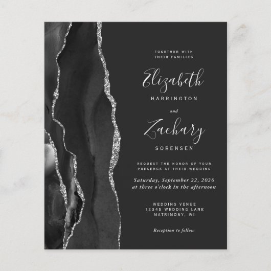 Budget Black Silver Agate Dark Weddenschap (Voorkant)