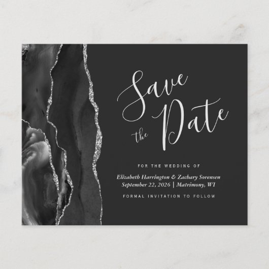 Budget Black Silver Agate Enregistrer la carte Dat (Devant)