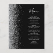 Budget Black Silver Glitter Edge Wedding Menu (Voorkant)