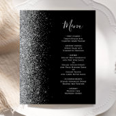 Budget Black Silver Glitter Edge Wedding Menu