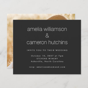 Budget Black Simple Photo Wedding Invitation