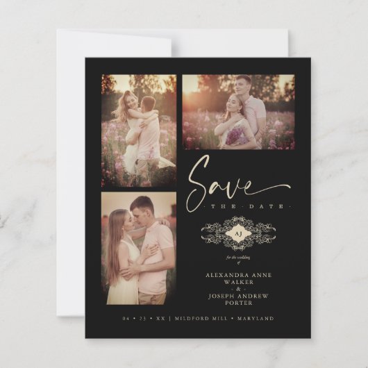 Budget Black Trendy Lace Wedding 3 Foto's Collage (Voorkant)