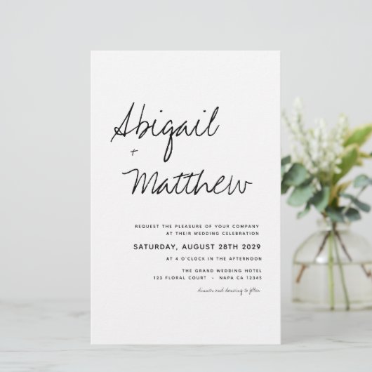 Budget Black White Boho Simple Wedding Invitation (Staand voorkant)