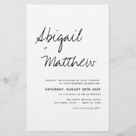 Budget Black White Boho Simple Wedding Invitation Flyer