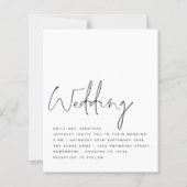 BUDGET Black White Elegant Script Weddenschap Invi (Voorkant)