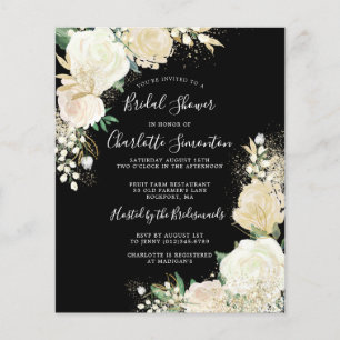 Budget Black White Floral Bridal Shower