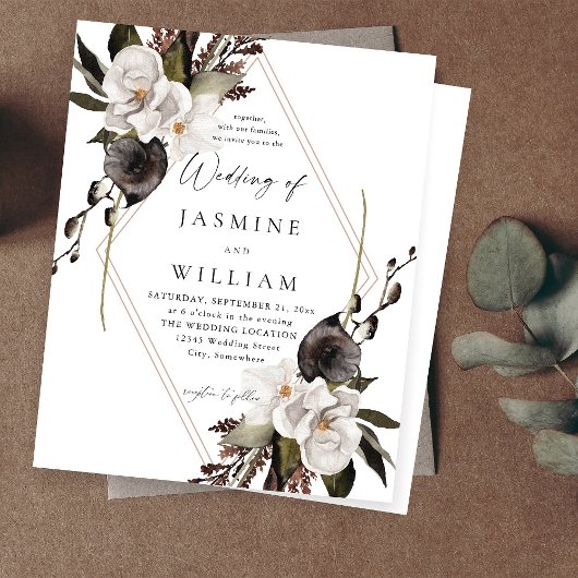 Budget Black & White Floral Wedding