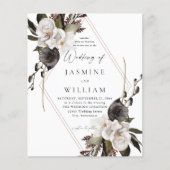 Budget Black & White Floral Wedding Flyer (Voorkant)