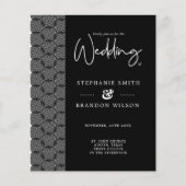 Budget Black & White Lace Wedding Invitation Flyer (Voorkant)