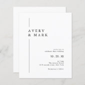 Budget Black White Minimalist Wedding Invitation (Voorkant / Achterkant)