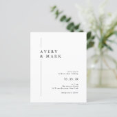 Budget Black White Minimalist Wedding Invitation (Staand voorkant)