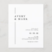 Budget Black White Minimalist Wedding Invitation (Voorkant)