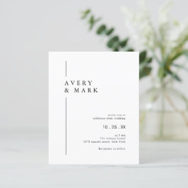 Budget Black White Minimalist Wedding Invitation