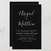 Budget Black White Minimalist Wedding Invitation (Voorkant / Achterkant)