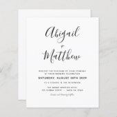 Budget Black White Minimalist Wedding Invitation (Voorkant / Achterkant)
