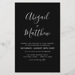 Budget Black White Minimalist Wedding Invitation Flyer