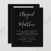 Budget Black White Modern Photo Wedding Invitation (Voorkant / Achterkant)