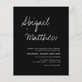 Budget Black White Modern Wedding Invitation Flyer