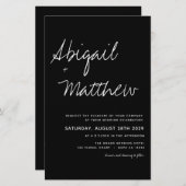 Budget Black White Modern Wedding Uitnodiging (Voorkant / Achterkant)