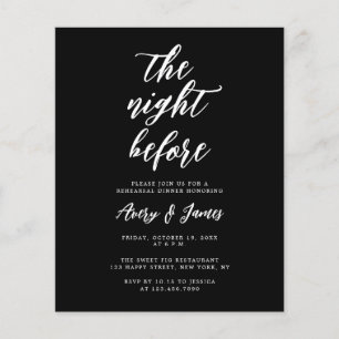 Budget Black White Naight before Rehearsal Dinner Flyer