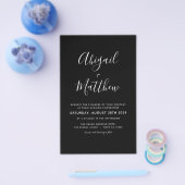 Budget Black White Simple Wedding Invitation Flyer (Enkel)