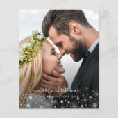 Budget Black White Snowflakes kerstfoto (Voorkant)