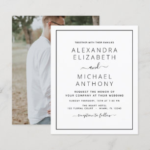 Budget Black White Wedding met Foto Uitnodiging