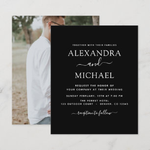 Budget Black White Wedding met Foto Uitnodiging